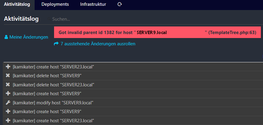 Got invalid parent id 1382 for host &ldquo;XXXXX.xxxxx.local 