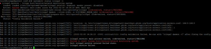 icinga2 master1 failure
