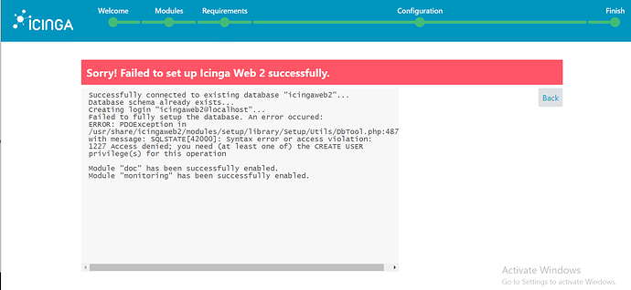 icingaweb2 error